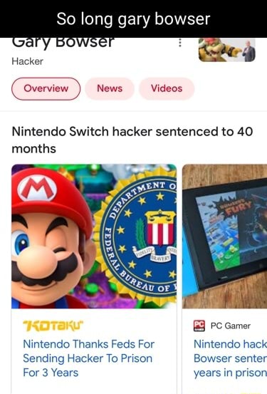 So Long Gary Bowser Owse News Videos Nintendo Switch Hacker Sentenced To 40 Months Bb Pc Gamer 3348