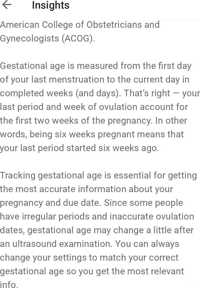 Insights American College Of Obstetricians And Gynecologists Acog Gestational Age Is Measured