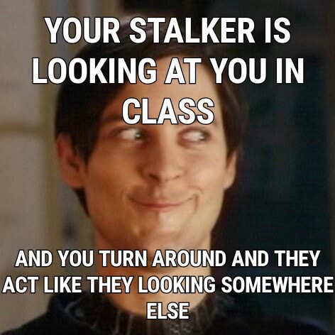 YOUR'STALKER IS LOOKING AT YOU IN AND YOU TURN AR UND AND THEY ACT LIKE ...