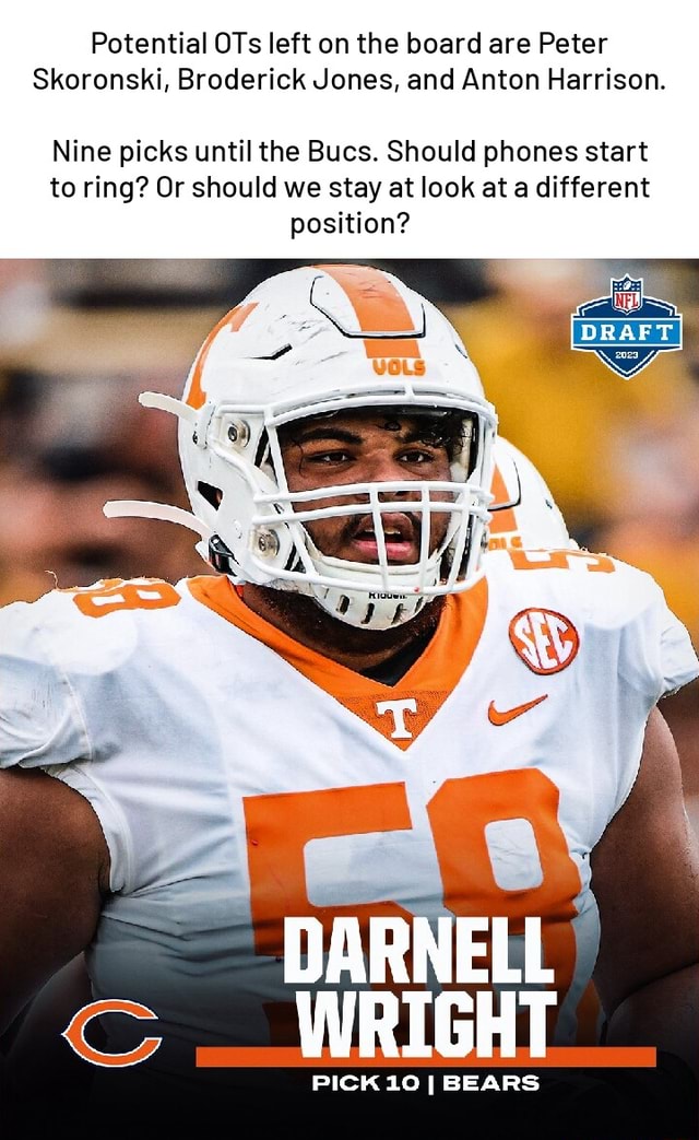 Potential OTs left on the board are Peter Skoronski, Broderick Jones