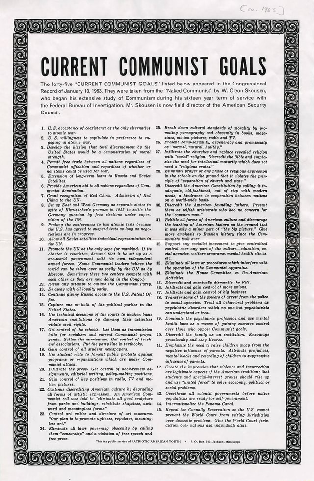 Consistence Goals CURRENT COMMUNIST GOALS The forty-five