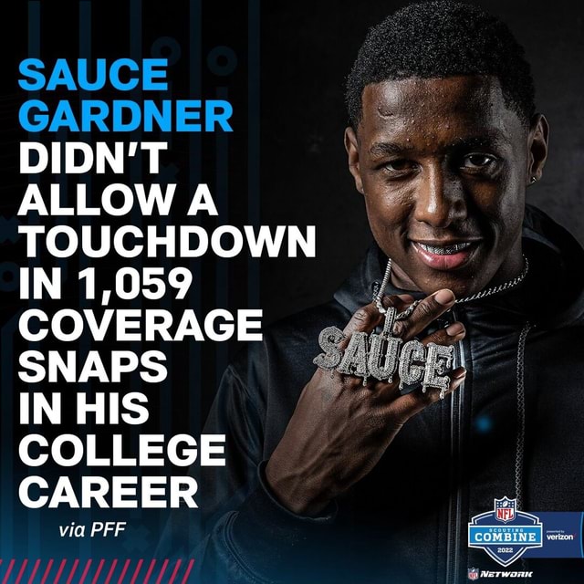 SAUCE GARDNER DIDN'T ALLOW A TOUCHDOWN IN 1,059 COVERAGE SNAPS IN HIS