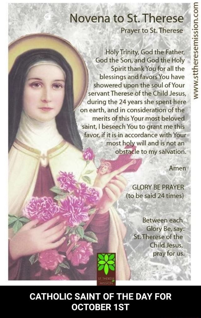 Novena to St. Therese Prayer to St. Therese Holy Trinity, God the