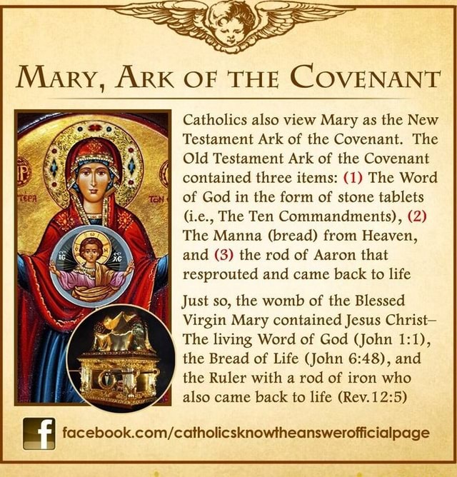 Mary, ARK OF THE COVENANT Catholics also view Mary as the New Testament ...