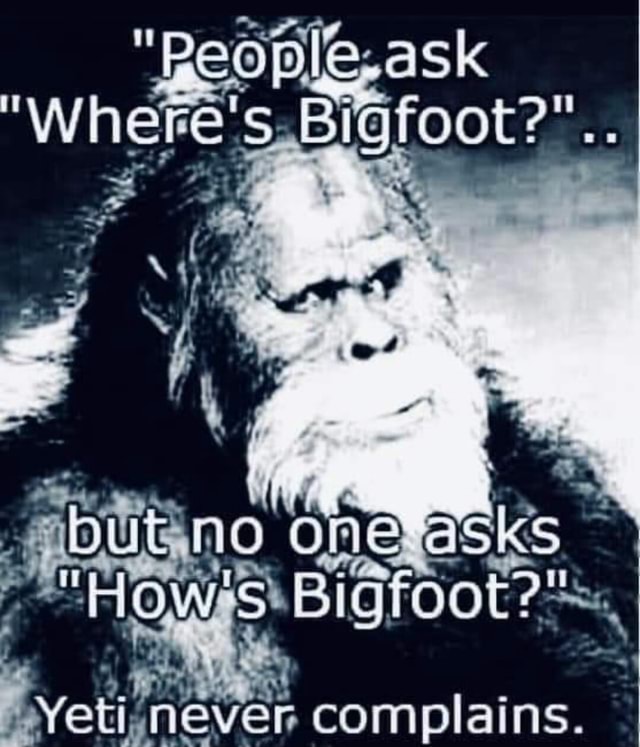 Bigfoot HOw's: Yeti, never complains. - America’s best pics and videos