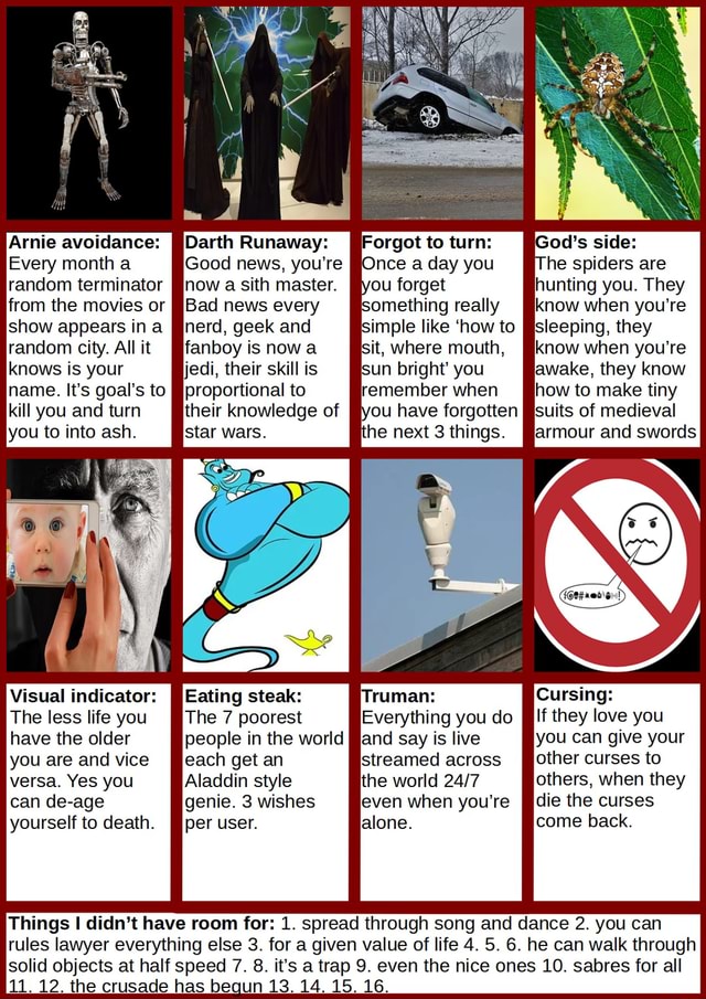 Cursed CYOA Arnie avoidance Every month a random terminator from the(04)