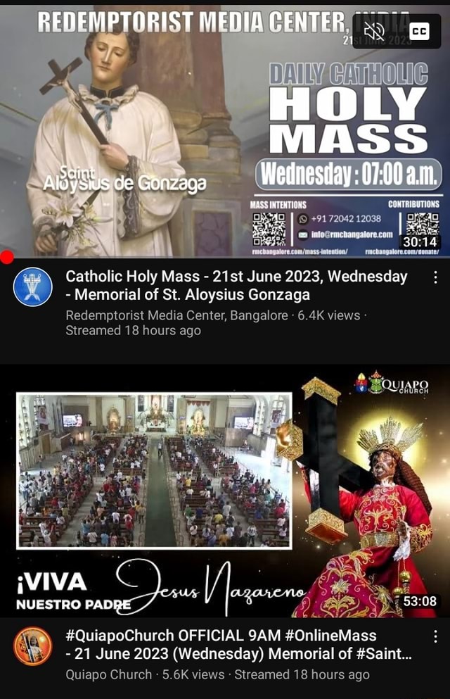 REDEMPVORIST MEDIA MASS Catholic Holy Mass 21st June 2023, Wednesday