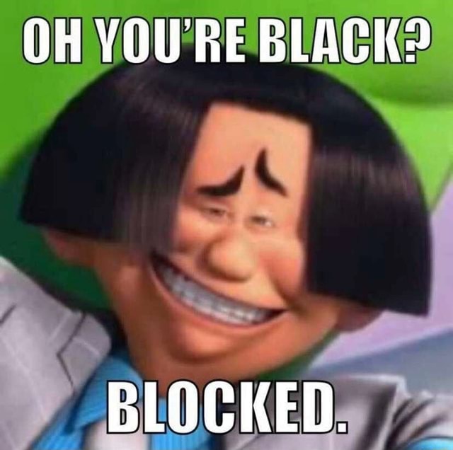 OH YOURE BLACK? BLOCKED. - iFunny