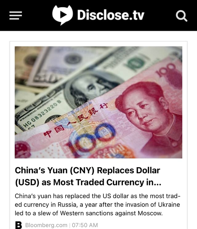 चीन की युआन ने रूस में सबसे अधिक कारोबार वाली मुद्रा के रूप में डॉलर को प्रतिस्थापित किया |_60.1