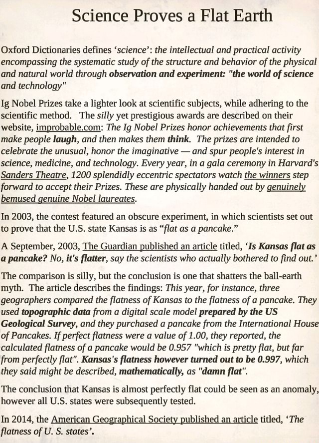 Science Proves a Flat Earth Oxford Dictionaries defines 'science' the