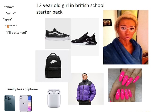 12 year old girl in british school starter pack 