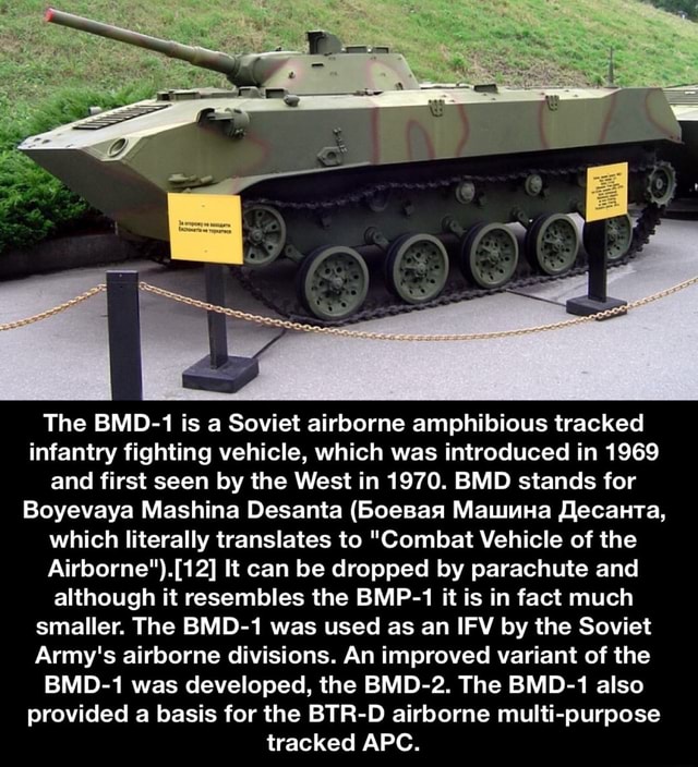 The BMD-1 Is A Soviet Airborne Amphibious Tracked Infantry Fighting ...