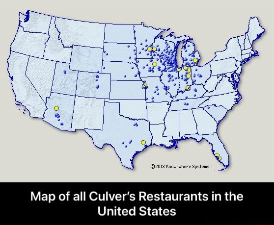 Map Of Culvers Locations Map Of All Culver S Restaurants In The United States Map Of All Culver S Restaurants In The United States