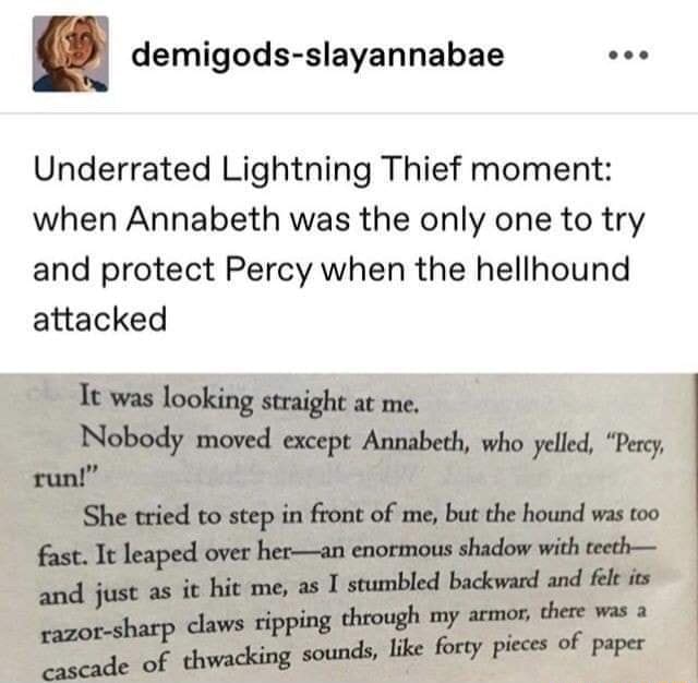 Underrated Lightning Thief moment: when Annabeth was the only one to ...