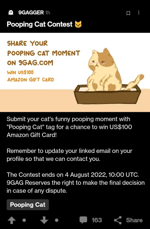 FA QGAGGER th Pooping Cat Contest SHARE YouR POOPING CAT MOMENT ON WIN