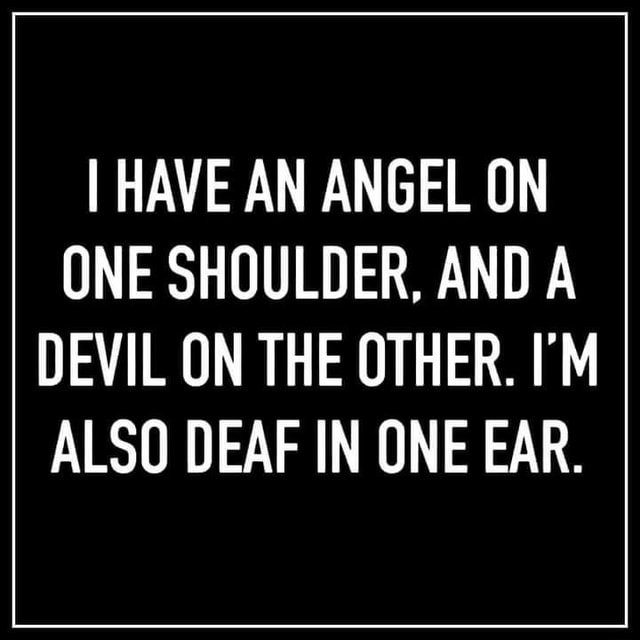 I HAVE AN ANGEL ON ONE SHOULDER, AND A DEVIL ON THE OTHER. I'M ALSO ...