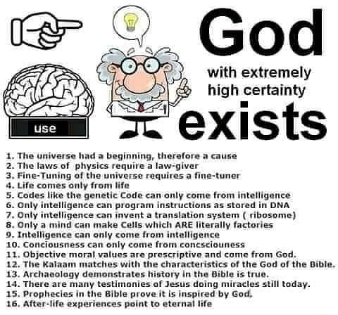 God with extremely high certainty exists The univarse had a beginning ...