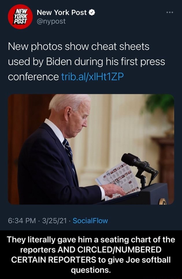 NEW New York Post @ New photos show cheat sheets used by Biden during ...