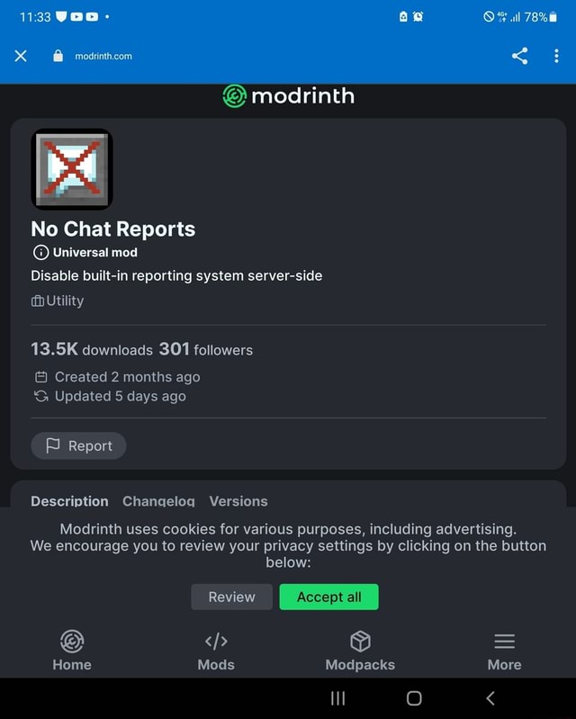 OF medinnth eon No Chat Reports @ Universal mod Disable built-in