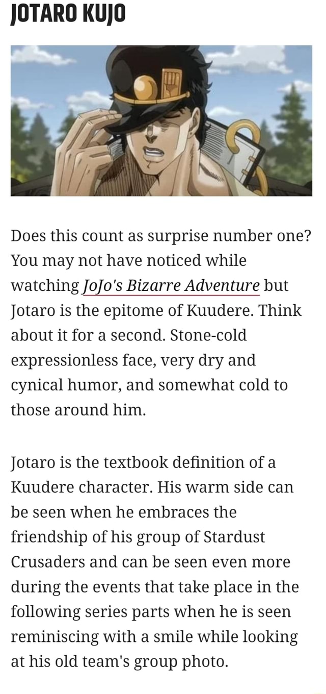 JOTARO KUjO Does this count as surprise number one? You may not have