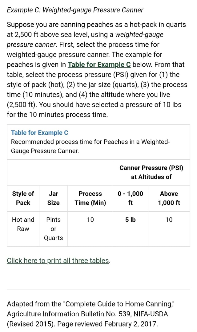 Example C Weightedgauge Pressure Canner Suppose you are canning