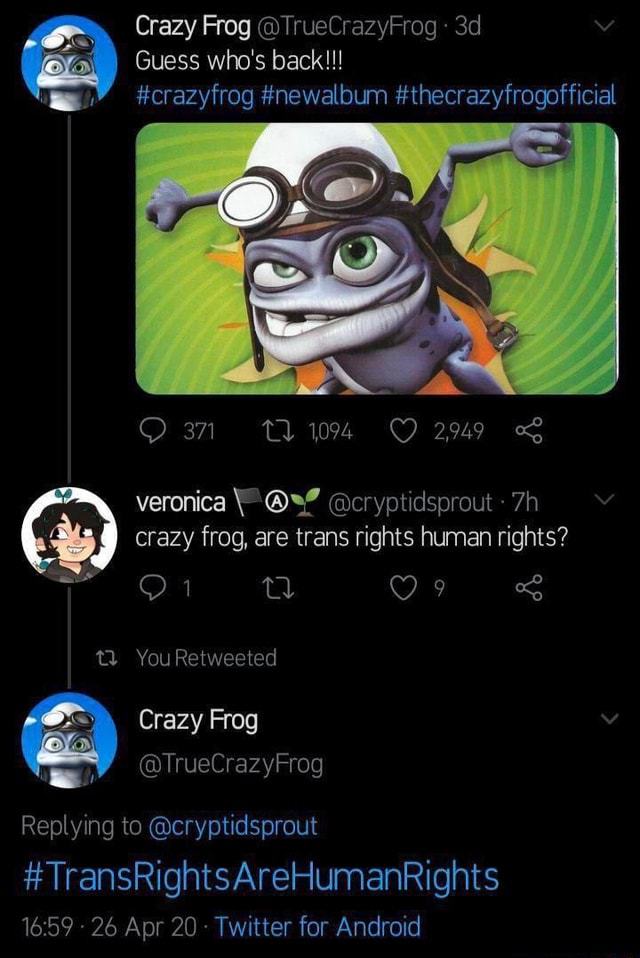 Crazy Frog @TrueCrazyFrog Guess who's back!!! #crazyfrog #newalbum # ...