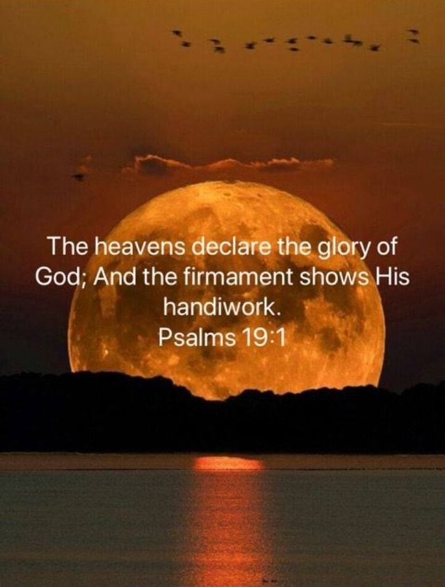 Of The heavens declare the glory God; And the firmament shows \His ...