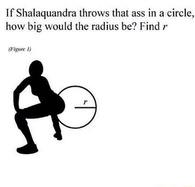 IfShalaquandra throws that ass in a circle, how big would the radius be