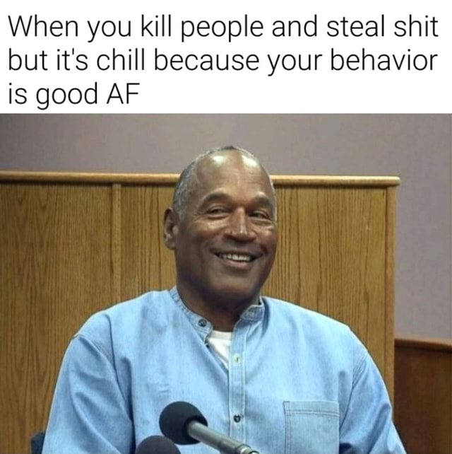 When you kill people and steal shit but it's Chill because your ...