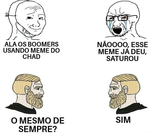 ALA OS BOOMERS NÃOOOO, ESSE USANDO MEME DO MEME JÁ DEU, CHAD SATUROU O ...