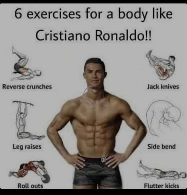 6 Exercises For A Body Like Cristiano Ronaldo! Reverse \ Side Rall - IFunny