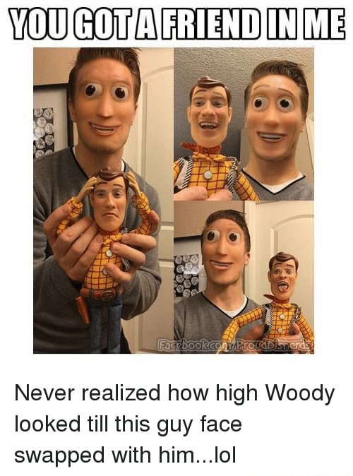 Never realized how high Woody looked till this guy face ewappned with ...