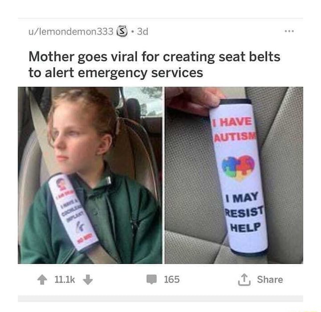 Mother goes viral for creating seat belts to alert emergency services t