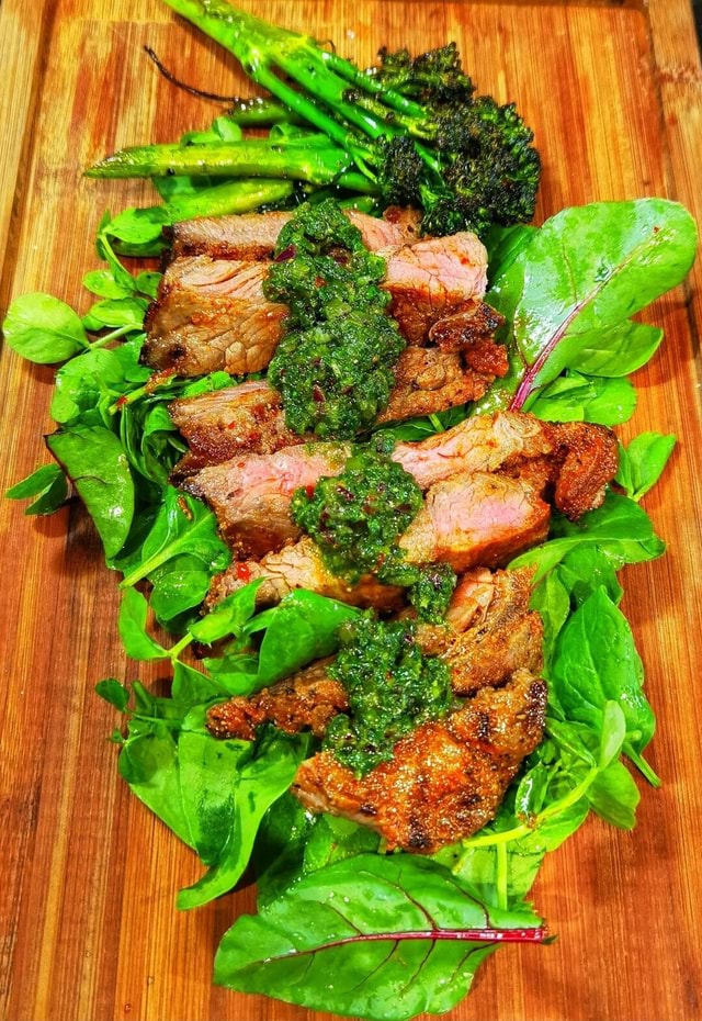 Pan fried steak with chimmichuri sauce iFunny