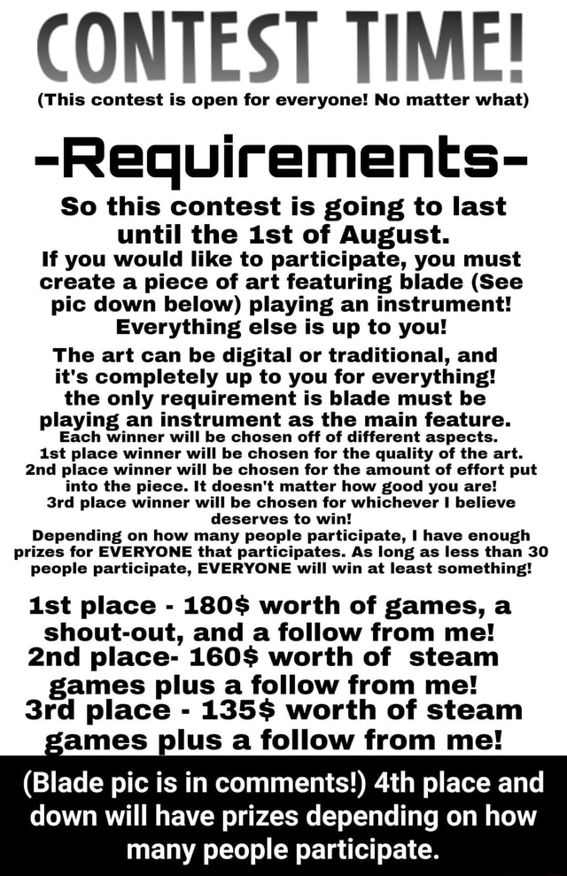 CONTEST TIME! (This contest is open for everyone! No matter what ...