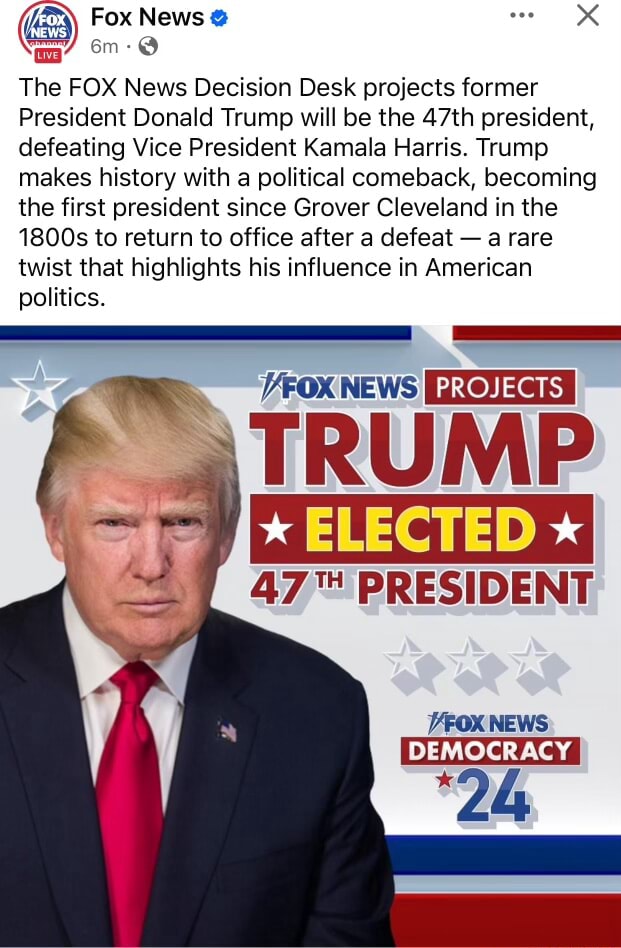 Fox News XK The FOX News Decision Desk projects former President Donald ...
