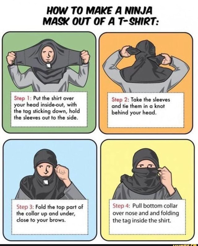Mask With Shirt Tutorial HOW TO MAKE A NINJA MASK OUT OF A T-SHIRT: tep I: Put the shirt over ...