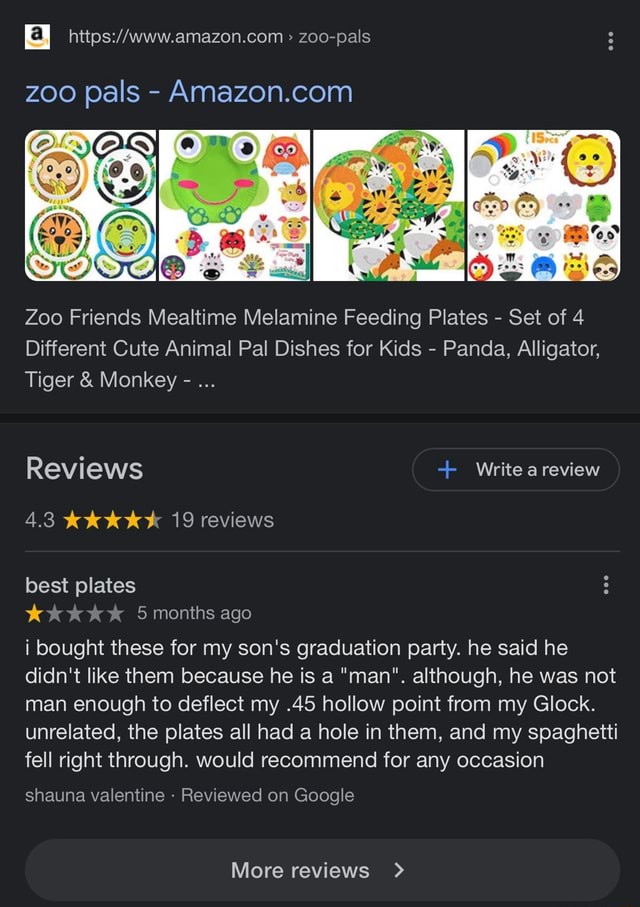 Zoopals zoo pals Zoo Friends Mealtime Melamine Feeding Plates Set