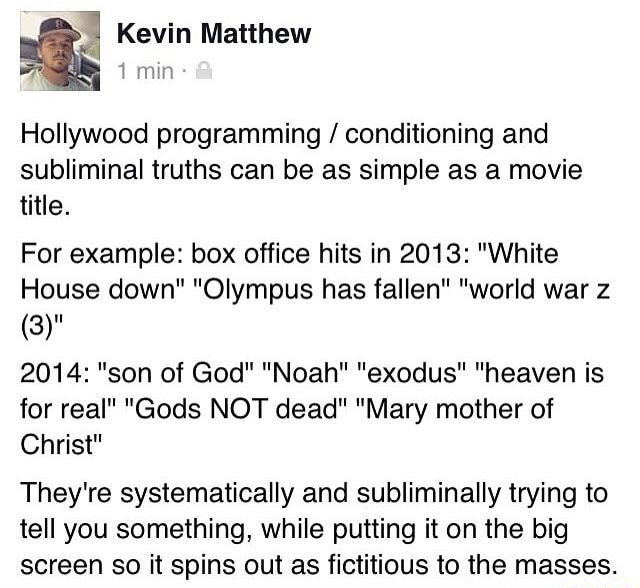 Hollywood programming Iconditioning and subliminal truths can be as