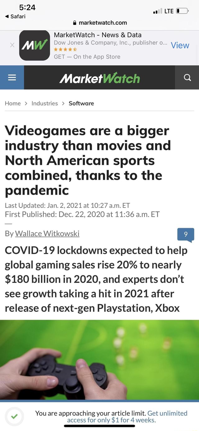 Industries > Software Videogames are a bigger industry than movies and