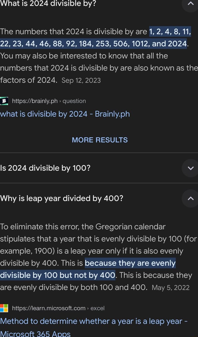 What Is 2024 divisible by? Aa The numbers that 2024 is divisible by are