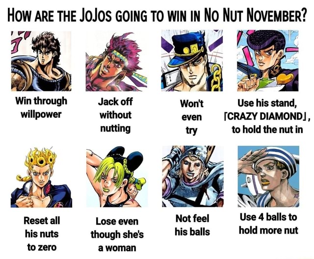 How ARE THE JOJOS GOING TO WIN IN No NuT NOVEMBER? Win through Jack off ...