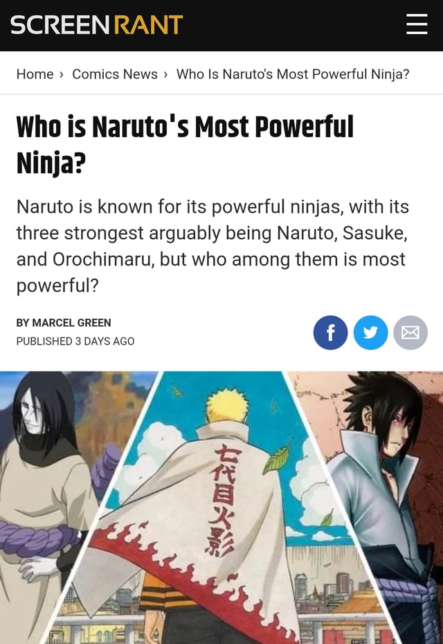 SCREEN RANT Home Comics News Who Is Naruto's Most Powerful Ninja? Who ...