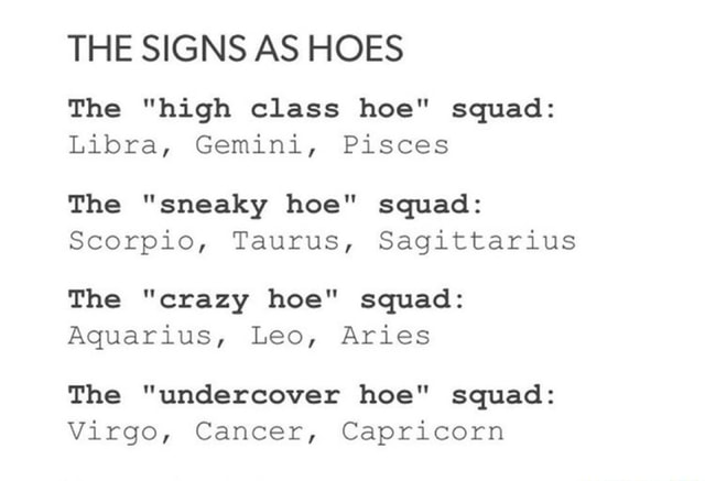 Signs of a hoe