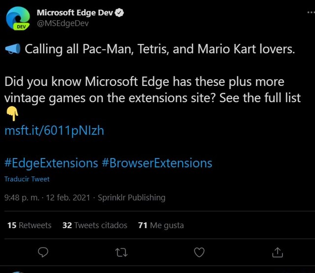Microsoft Edge Dev @ @MSEdgeDev Calling all Pac-Man, Tetris, and Mario ...