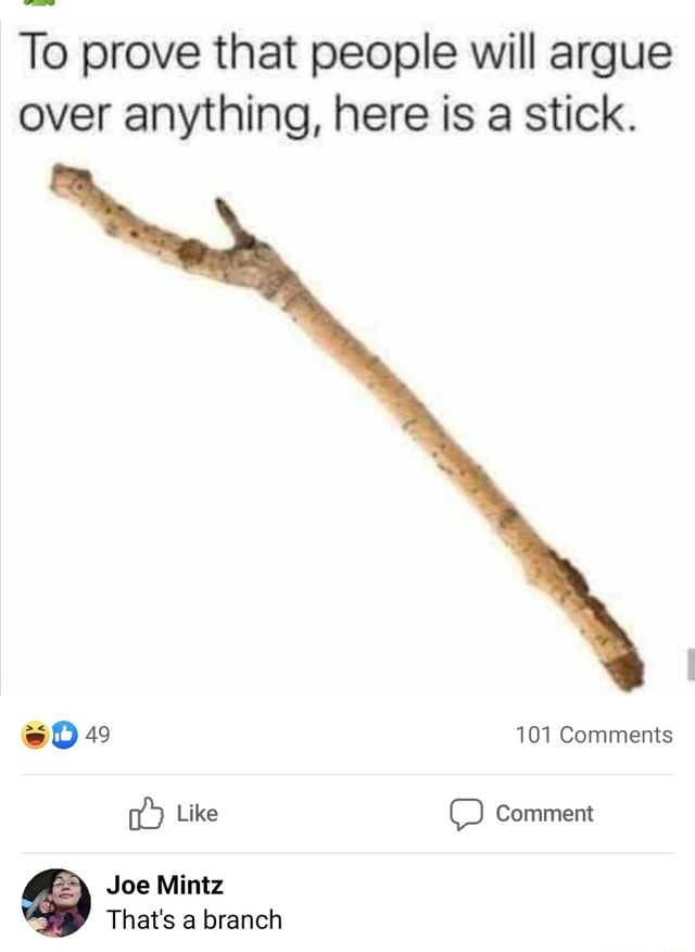 To Prove That People Will Argue Over Anything Here Is A Stick IFunny