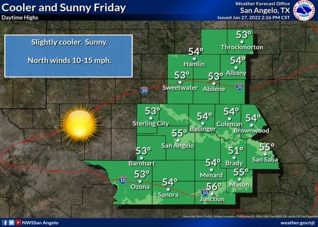 'Weather Forecast Office Cooler And Sunny Friday Daytime Highs And ...