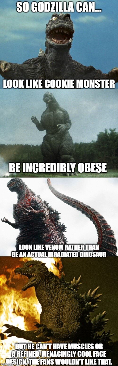 GODZILLA CAN... LOOK LIKE COOKIE MONSTER _BE INCREDIBLY OBESE LOOK LIKE ...