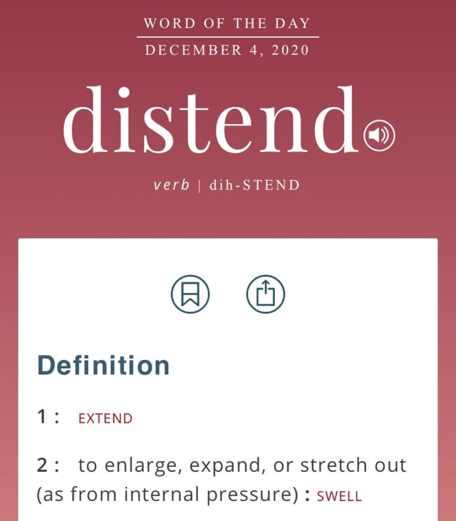 WORD OF THE DAY DECEMBER 4, 2020 distend. verb I dihSTEND Definition
