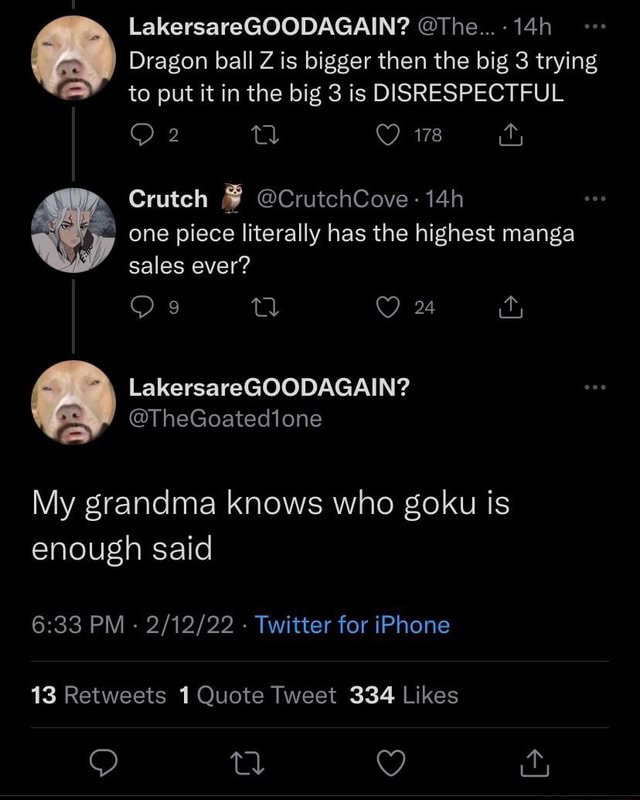LakersareGOODAGAIN The Ge Dragon Ball Z Is Bigger Then The Big 3 Trying To Put It In 